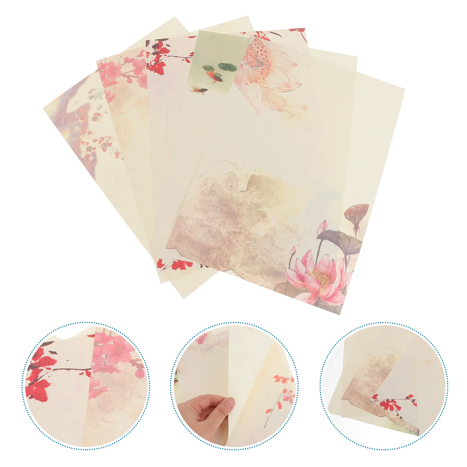 

40 Pcs Fresh Stationery Printing Letter Paper Student Vintage Writing Floral Style A4