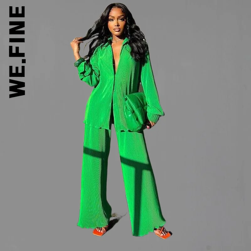 Женский офисный комплект из рубашки и брюк с высокой талией широкими штанинами