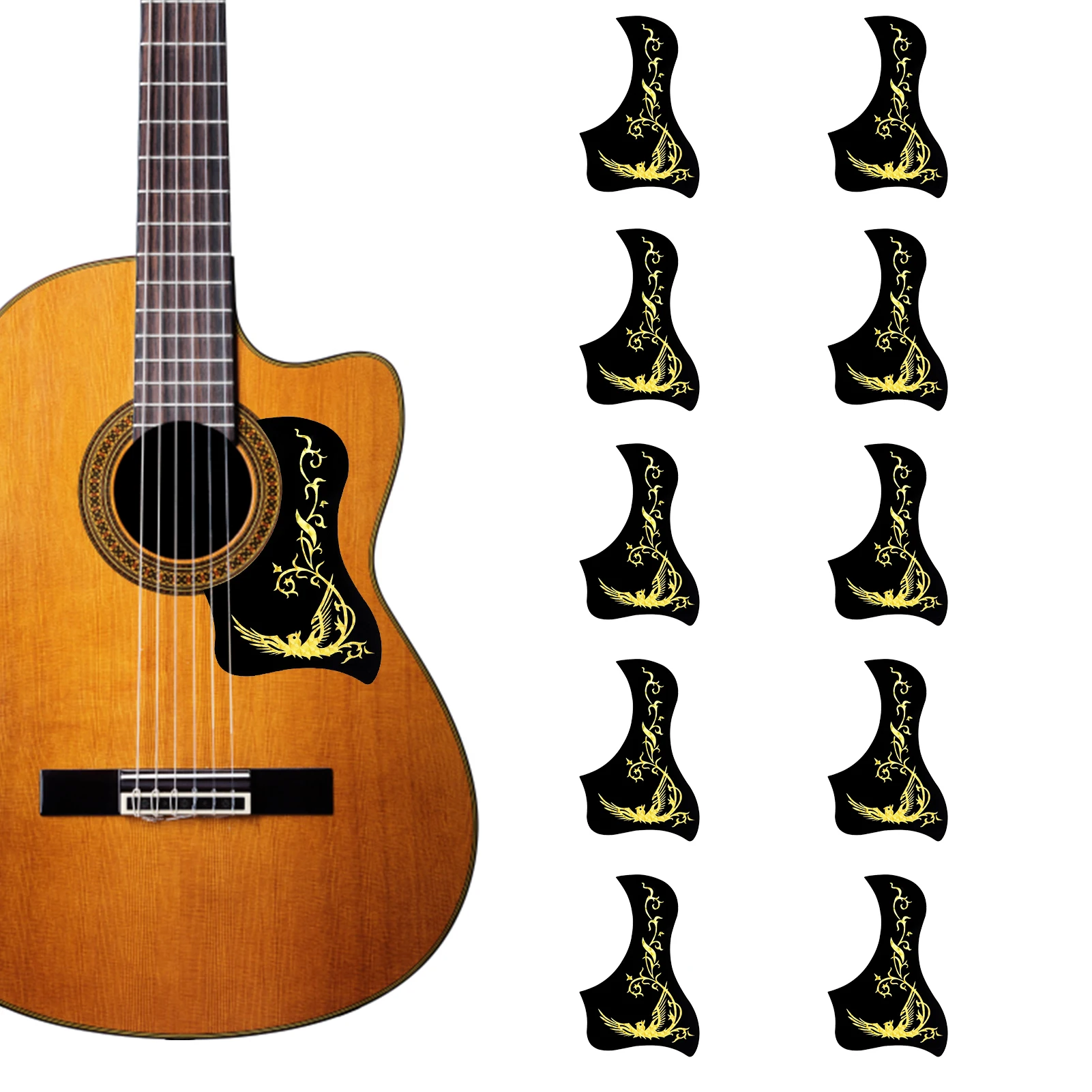 

Защита для гитары, самоклеящаяся защита для акустической гитары в форме птицы, водонепроницаемые аксессуары для гитары 10 шт. против царапин...