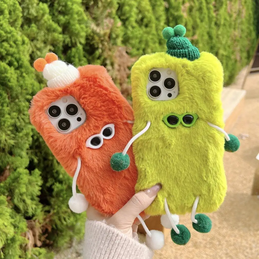 

Plush orange green sunglasses dolls Phone Case For iphone 14 13 12 11 Pro Max X XR XSMAX 7 8 Plus TPU Fashion new products