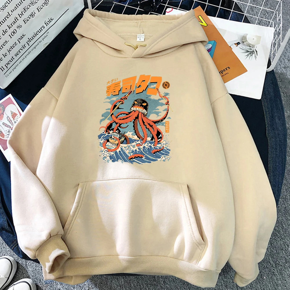 

Japanese Grumpy Octopus Sushi Man Hoodies Fashion Harajuku Casual Autumn Mens Sportswear Hip Hop Harajuku Long Sleeve Clothes