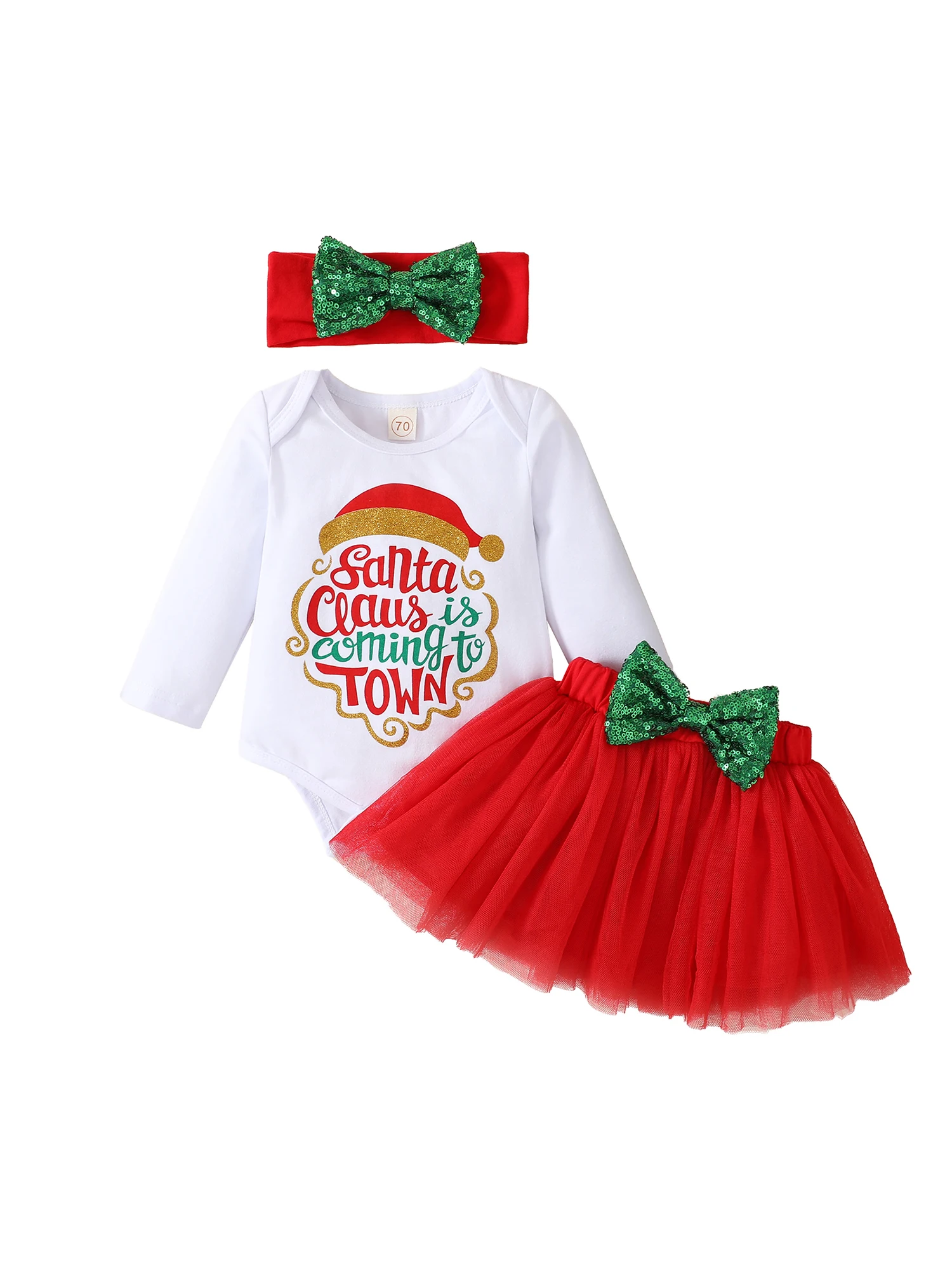 

Детский Рождественский комплект из юбки и банта, с длинными рукавами и надписью
