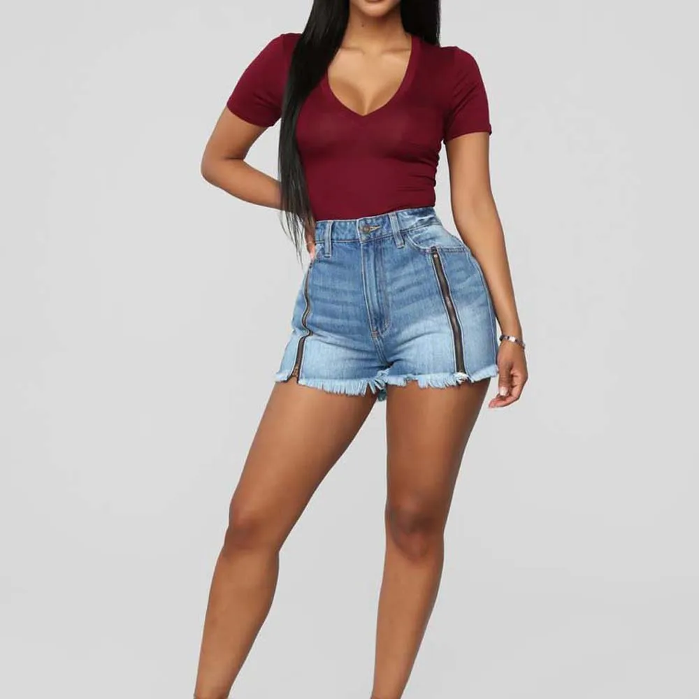

Fashion Sexy Women Slim High Waist Jeans Shorts Denim Bottoms High Waist Shorts Skinny Middle Zipper Shorts Summer 2022