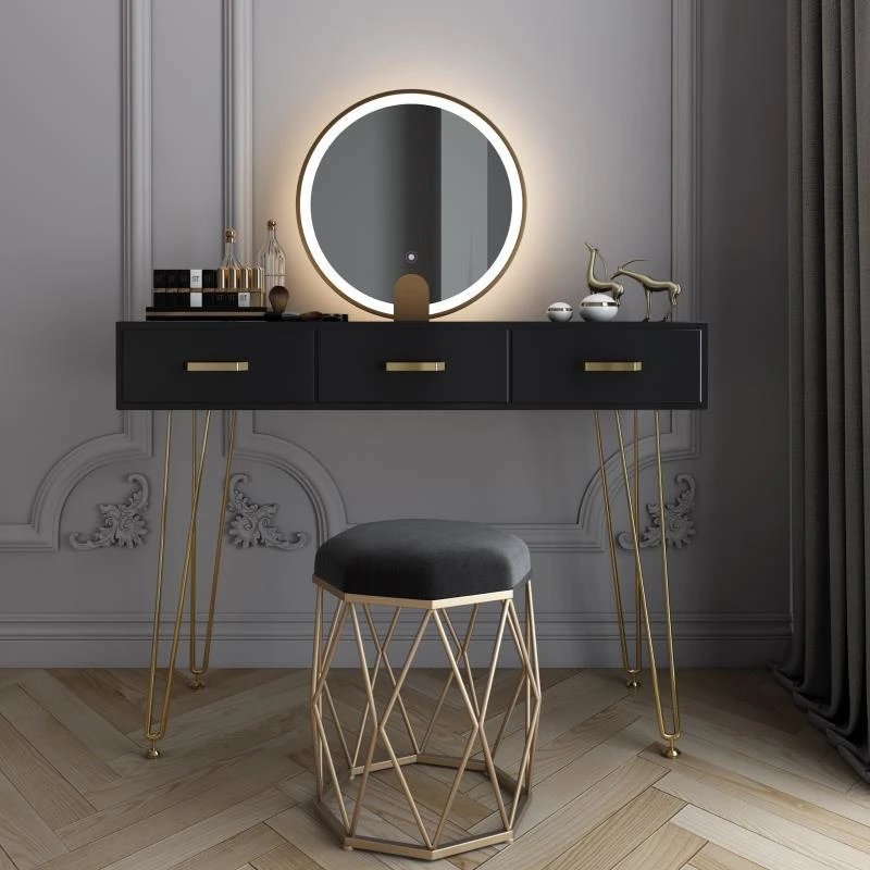 

Роскошный минималистичный черный зеркальный Фотофон в скандинавском стиле, противоскользящий туалетный столик, мебель для макияжа