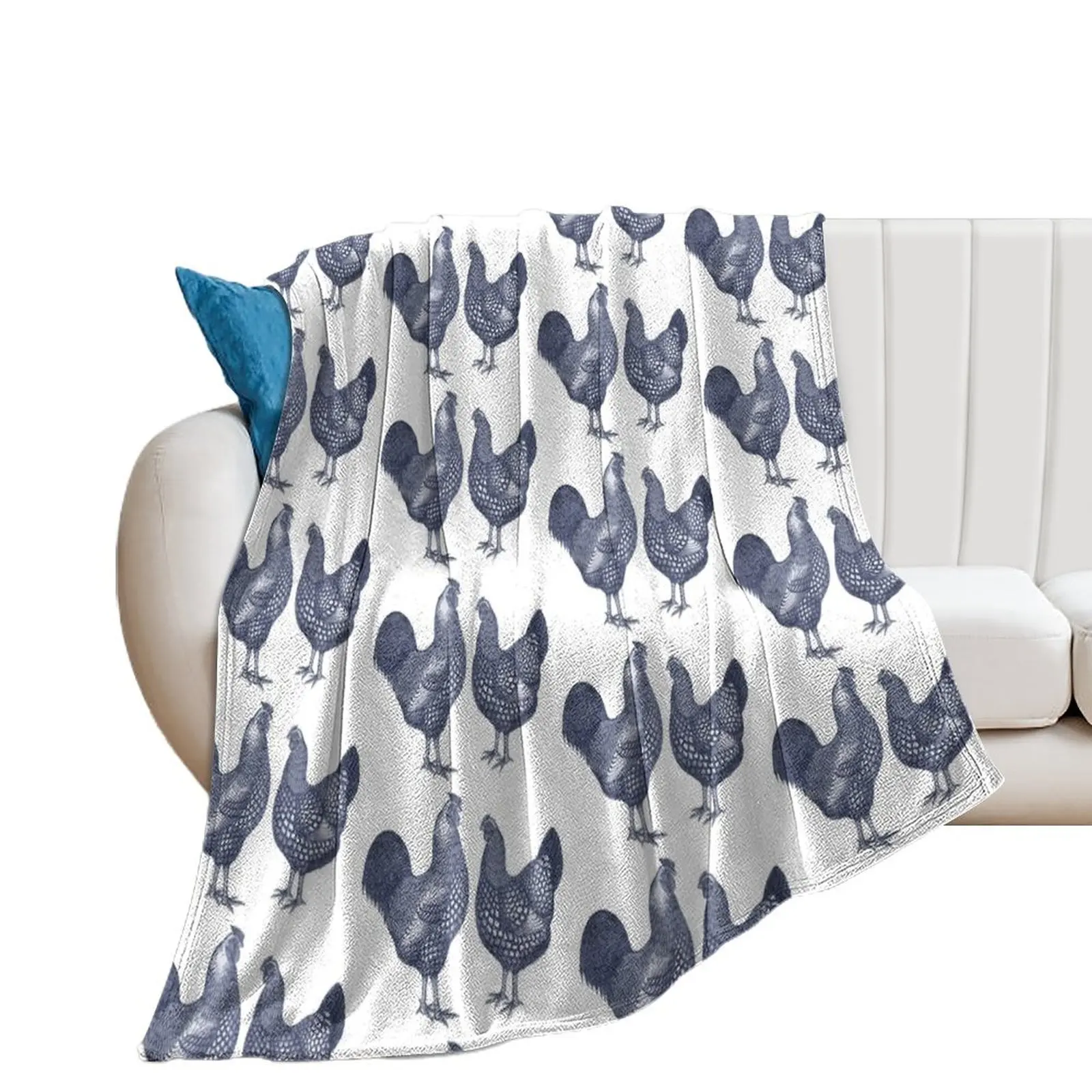 Синяя Wyandotte цыплята курица и петух бросок одеяло туристический роскошный бренд
