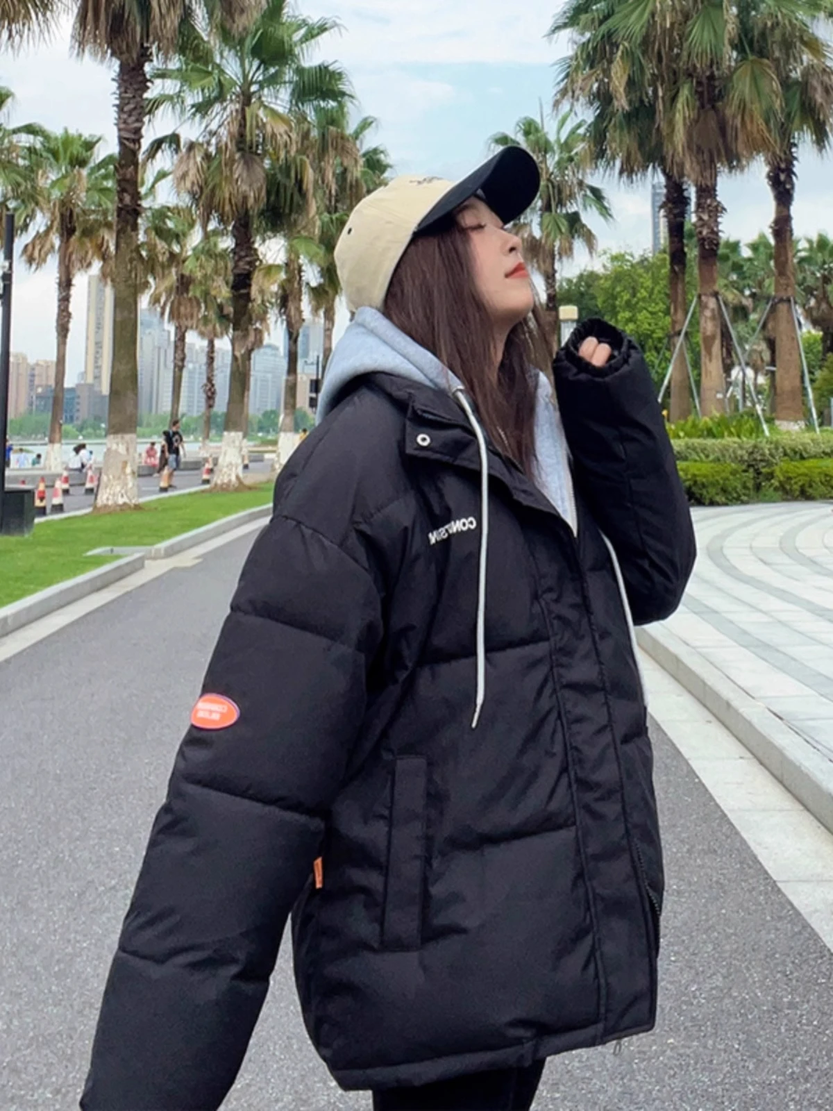 Extra Large 50.00kg Fake Two-Piece Cotton-Padded Coat Cotton-padded jacket Daily Leisure Winter clothes High School Student ...