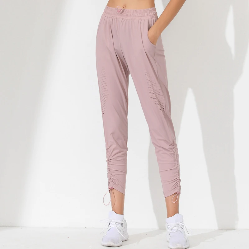 New With Logo Ladies Stretch Jogging Pants Quick Dry Breathable Wide Leg Yoga Pants Sports Fitness Leggings Street Casual Pants