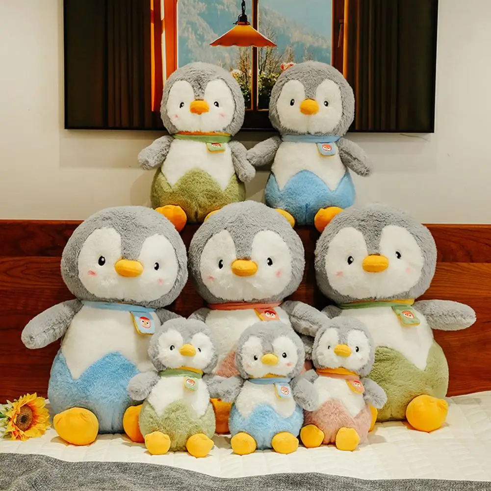 

Penguin Plush Toy Soft Lovely Eggshell Penguin Wear Scarf Plushie Hugging Cushion Animal Doll Pillow Home Decor Birthday Gift