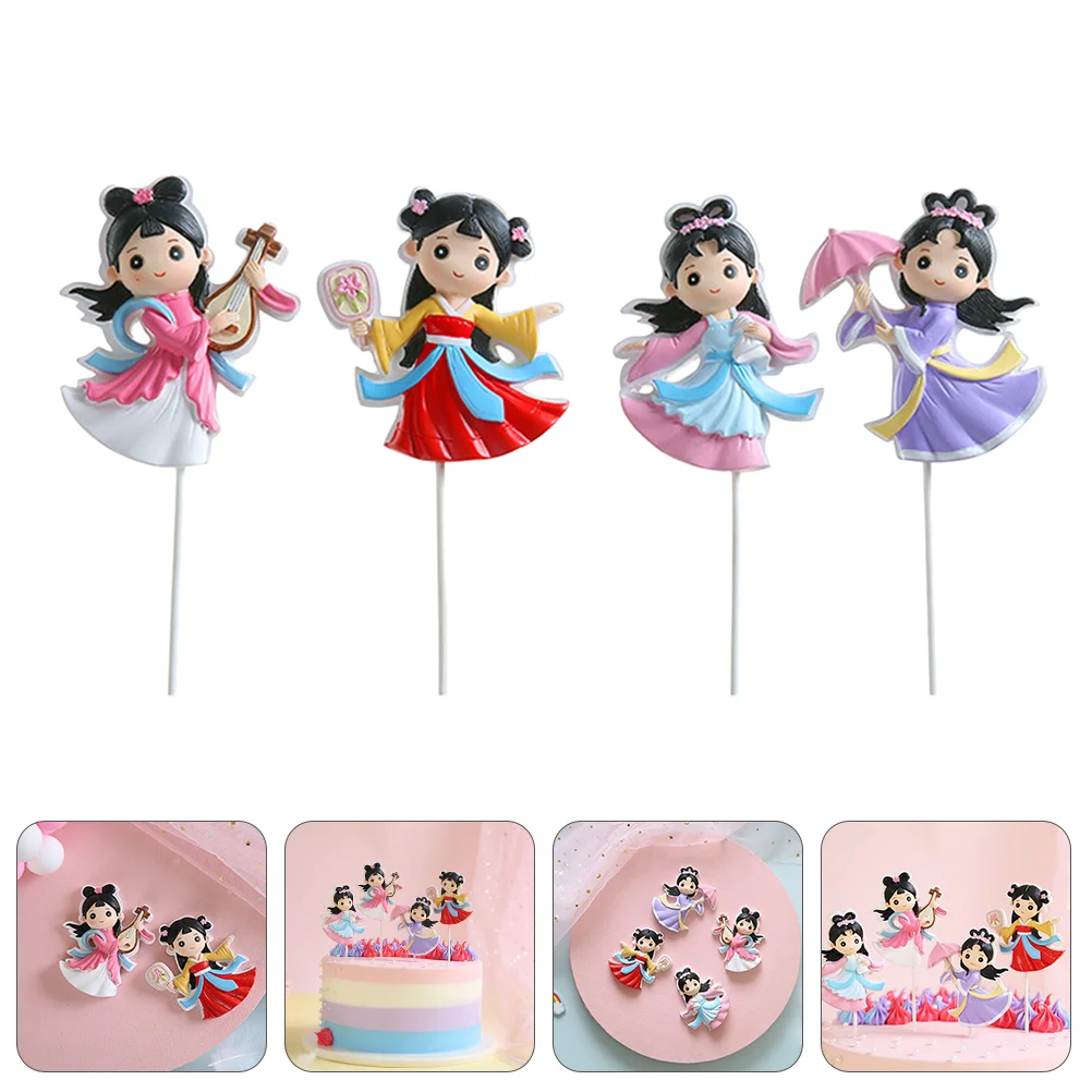 

4 Pcs Lightweight Durable Portable Creative Cake Picks for Hotel Restaurant Home