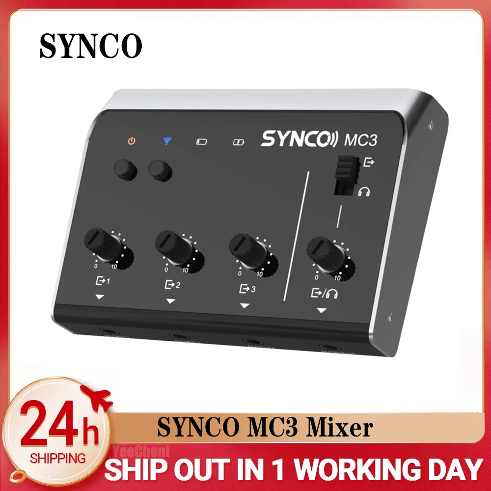 Enlarge SYNCO MC3 Audio Mixer 4-Channel Portable Stereo Line Mixer Cfor Microphones Smartphones Tablets Mini Earphone Splitter