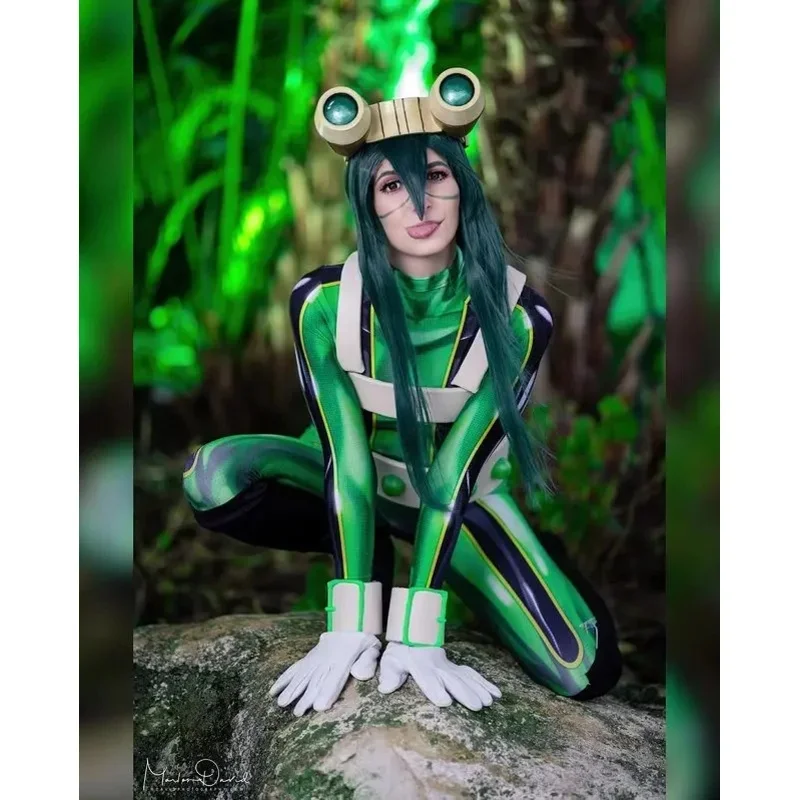 Фото Костюм для косплея My Hero Academia Фропи Цуу Асай на Хэллоуин 2026, комбинезон зентай для женщин, девочек и детей PINZR №3