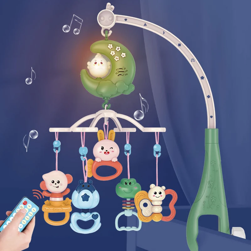 

Cots Toys Bed 0-12M Music Carousel Chick Educational Moon Remote Mobiles Crib Newborns Rattles Baby Bell Nightlight Rotation
