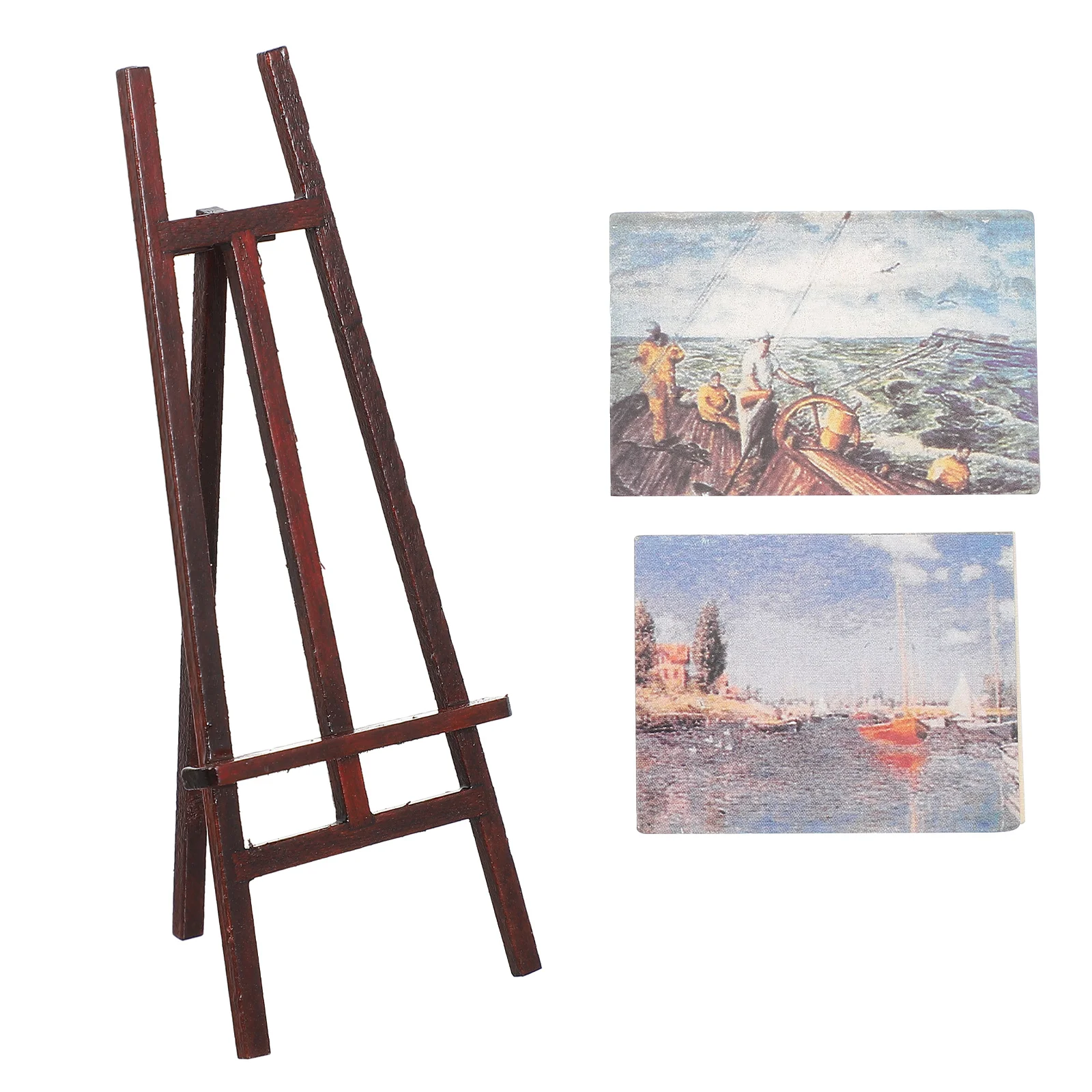 

1 набор готовых мини картин, мольберт для дома, модель, яркий микро ландшафт, реквизит, маленький мольберт