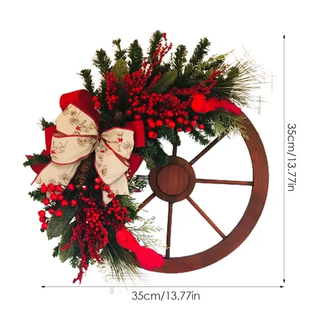 

2022 40cm Christmas Wreath Handmade Rattan Pendant Garland Shopping Mall Door Decoration Advent Wreath guirnalda navidad