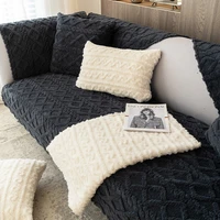 soft plush black sofa cover non slip covers for sofas 123 seater chaise l shape couch slipcovers thicken sofa towel home decor