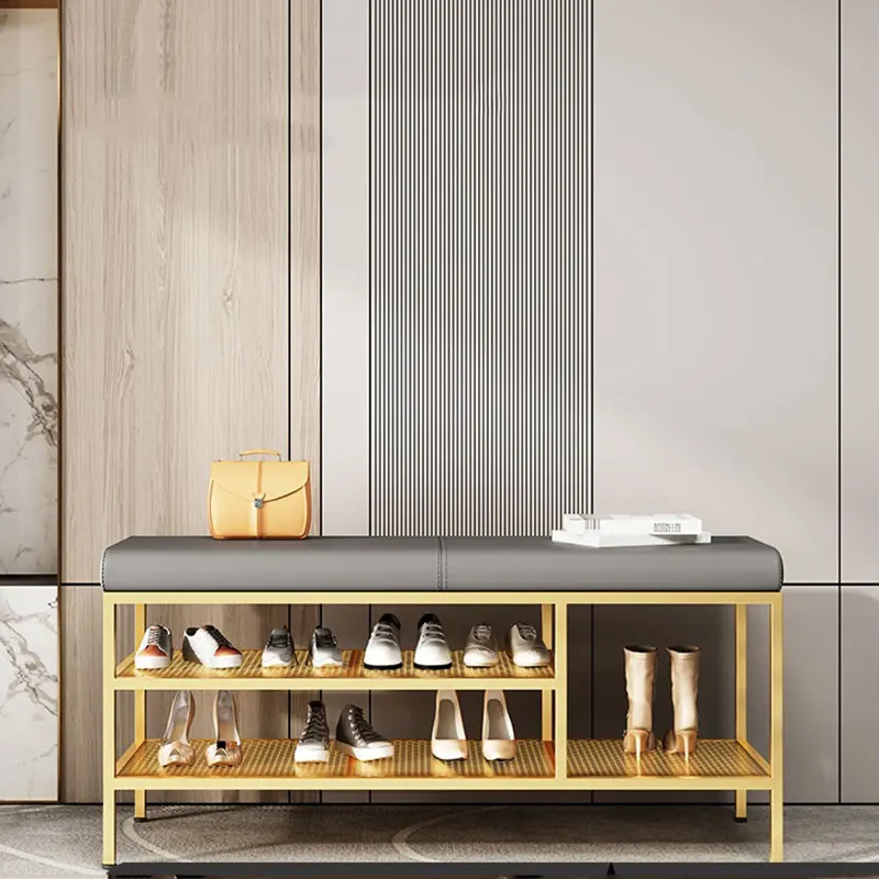 Роскошная легсветильник полка для обуви скандинавский кожаный скамейка