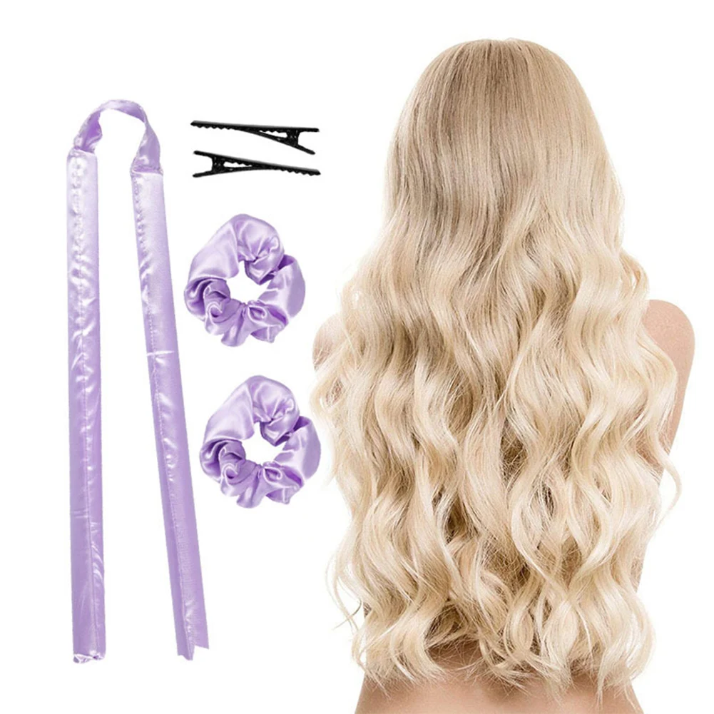 

Heatless Curling Rod Headband No Heat Curl With Hair Clips Sleeping Curls Silk Ribbon Hair Rollers Make Hair Curly DIY Styling