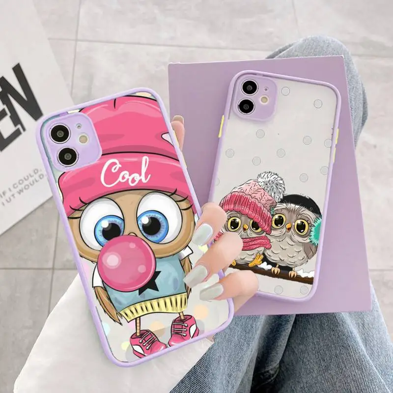

owl cute cartoon animal Phone Case matte transparent For iphone 7 8 11 12 13 plus mini x xs xr pro max cover