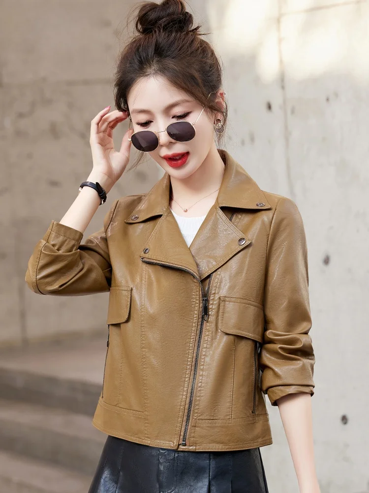 Пальто из искусственной кожи верхняя одежда женская новинка 2024 популярная