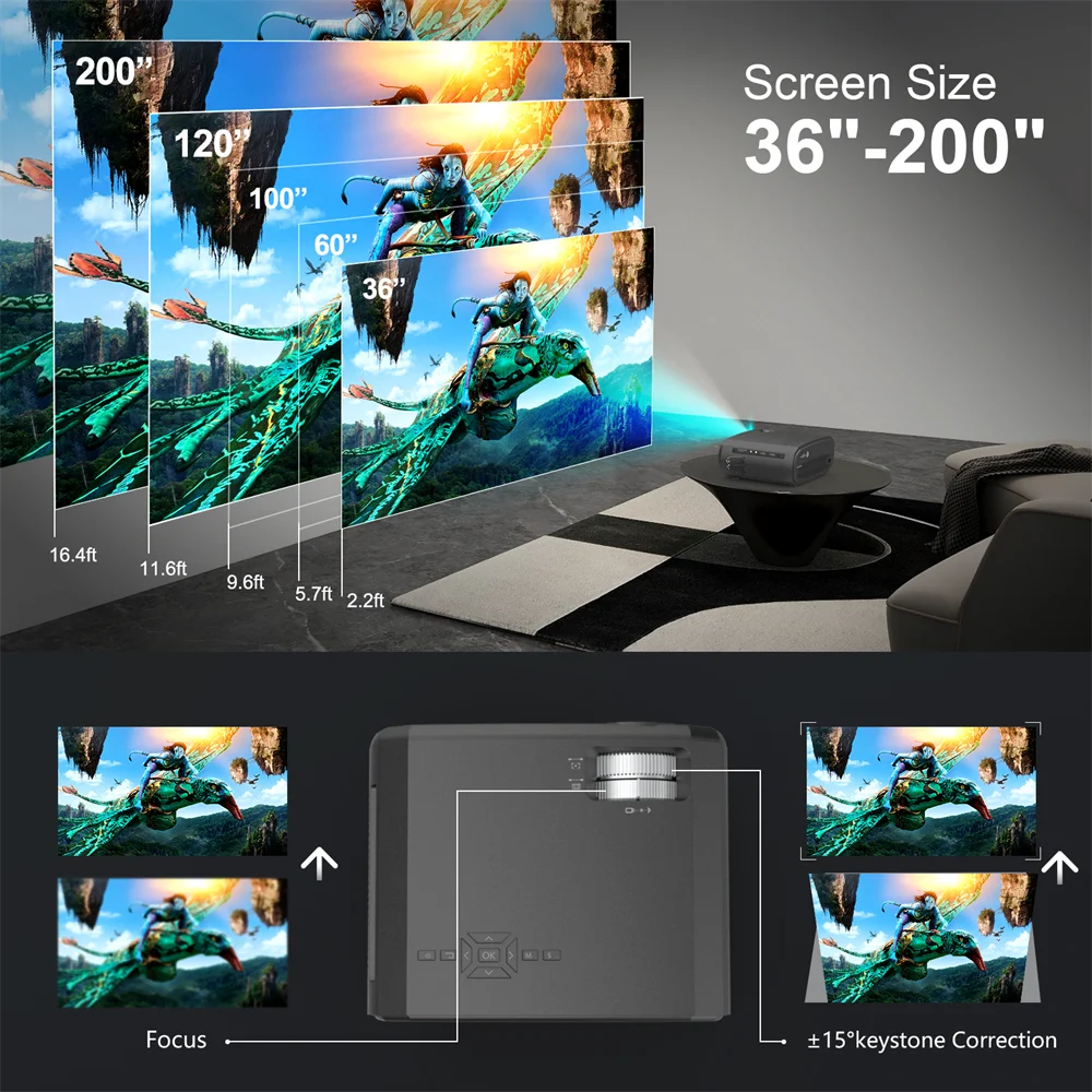 WEWATCH V50 Mini Smart Projector 4.41 inch HD Native 1080P WiFi Proyector Built-in Speaker Portable Outdoor Player Projectors |