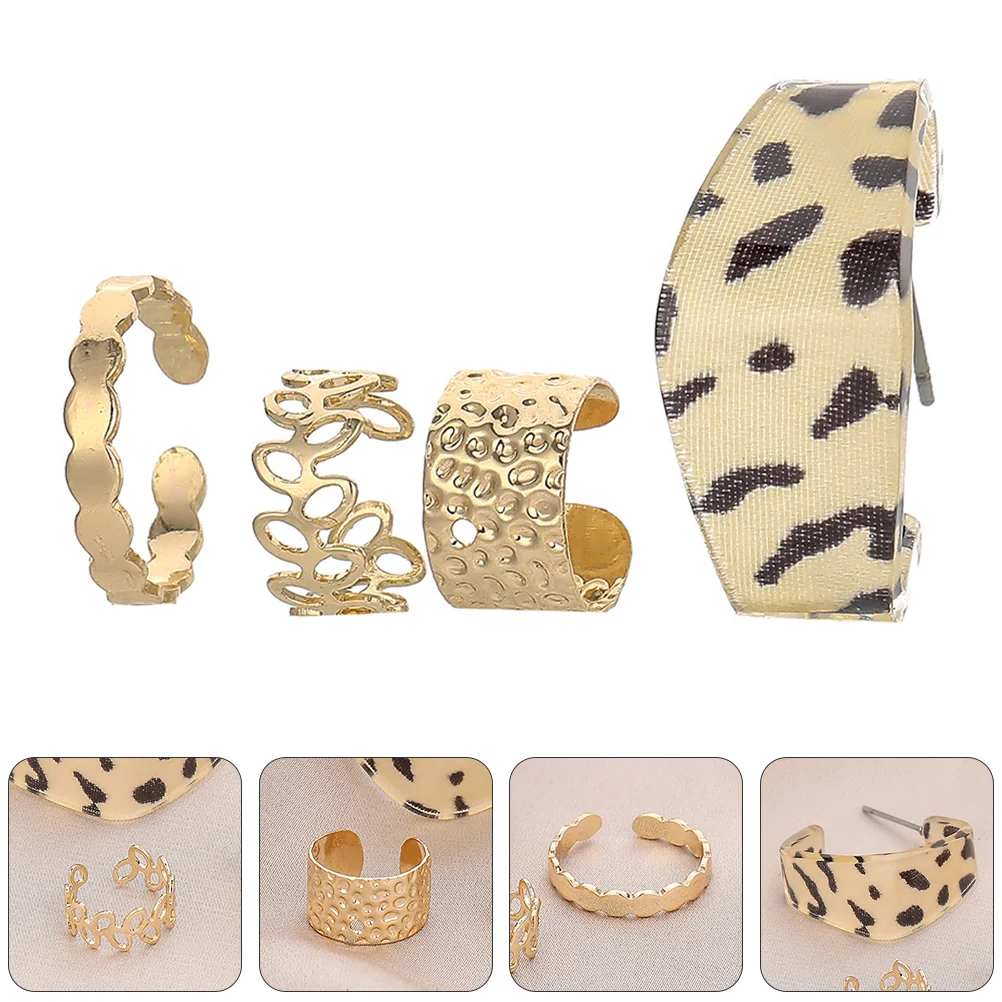 

4pcs Ear Bone Clips Non-Piercing Ear Cuffs Woman Fashionable Earring Jewelry