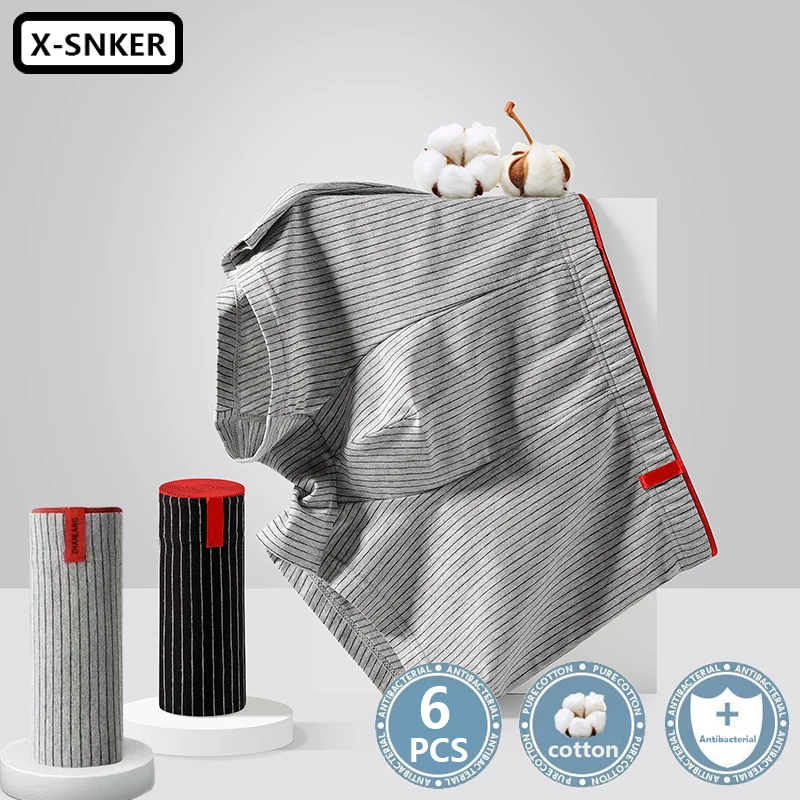 6pcs Boxers Men Underpants High-Quality Cotton Sports Underwear Man Personality Men's Panties Stripes Mens Boxer For Intimate
