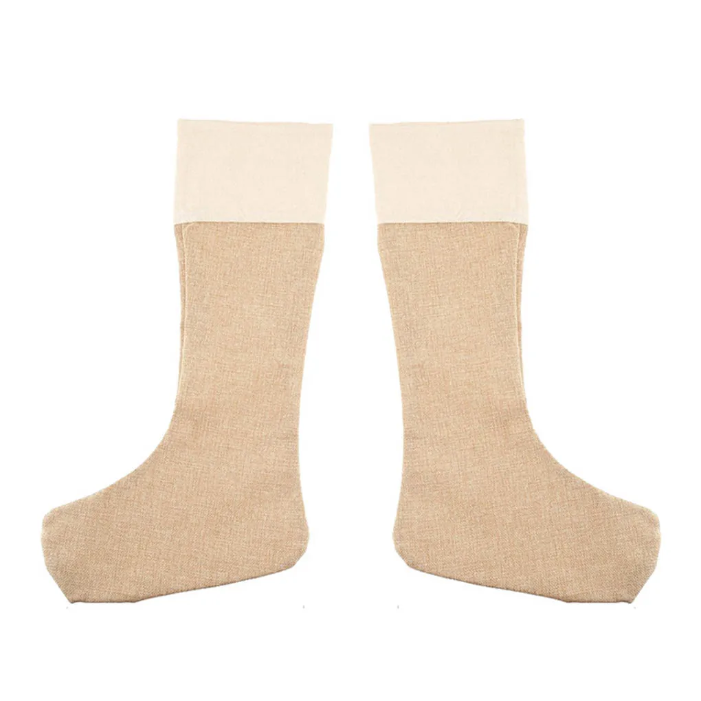 

6 PCS Large Burlap Christmas Socks Jute Christmas Socks Holiday Gift Bag Ornaments Ordinary Home Fireplace Xmas Party Decoration
