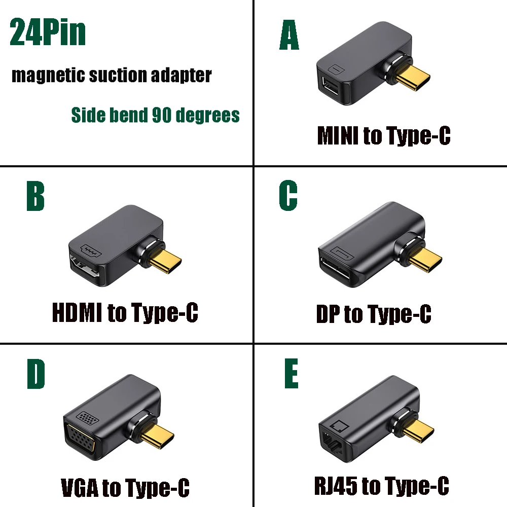 1 шт. адаптер с магнитным всасыванием типа C на Minidp/hdmi/vga/dp/rj45 4K 60 Гц