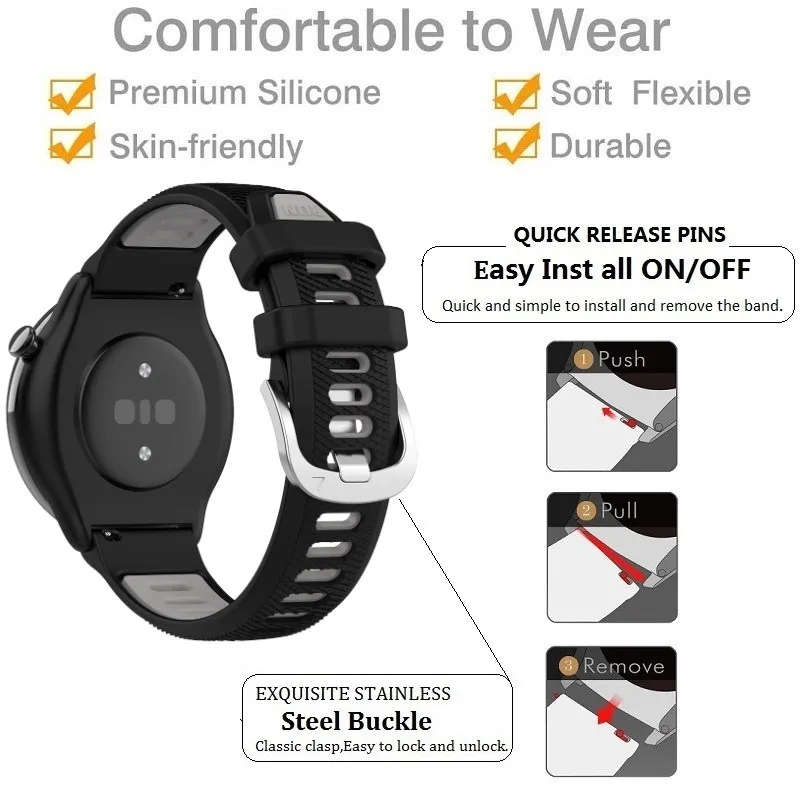 Фото Силиконовый ремешок для Garmin Venu3 Venu2 Venu3s/Vivoactive 3 4 5 3S 4S 40 мм 45 мм/vivomove3 3s HR/Venu 2 32s 3s 41 мм 46 мм Sport №3
