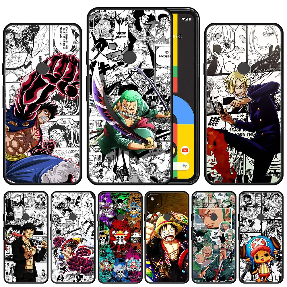 

Case Cover for Google Pixel 5a 4a 3 4 XL 5 6 Pro 4G 5G Soft TPU Official Bag Trend Capinha Funda One Piece Luffy Zoro Sanji