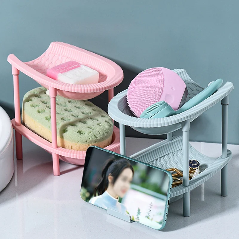 Настольная Двухуровневая съемная полка для хранения дома удобный держатель