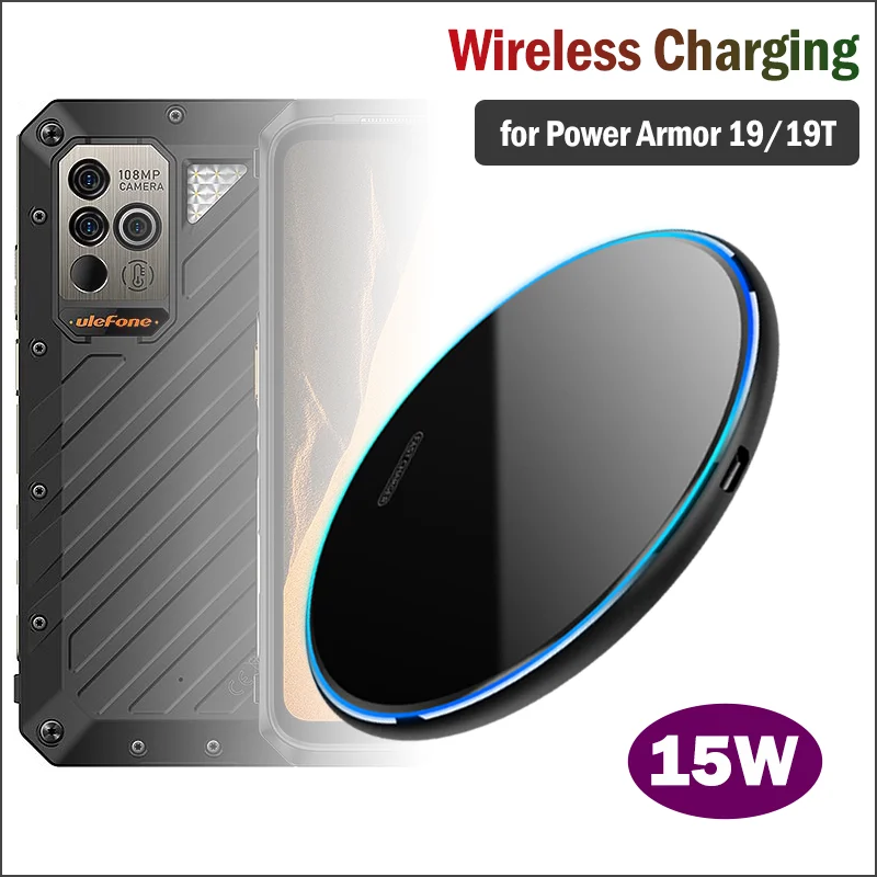 

15W Fast Qi Wireless Charging for Ulefone Power Armor 19 19T Wireless Charger Car Charging Stand for Power Armor 19 Car Holder