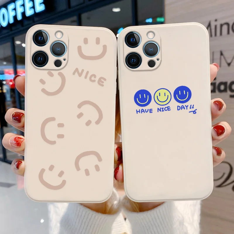 

Cute Smiley Face Phone Case for IPhone 11 12 13 Pro MAX 13 12 Mini 7 8 Plus SE 2020 X XR XS MAX Camera Protection Soft TPU Cover