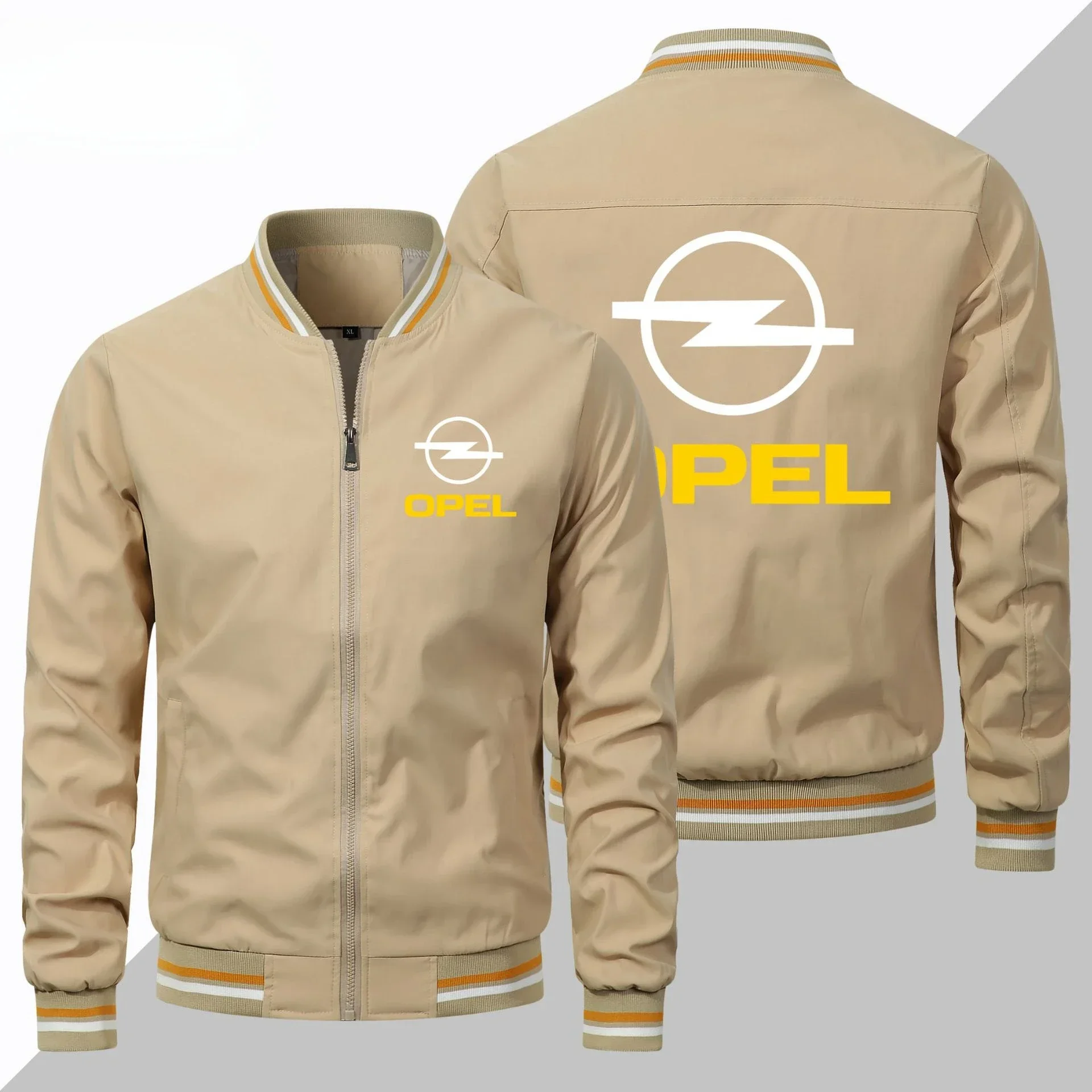 Spring Thin Casual Opel Car Logo Printed Jacket Men's Zipper White