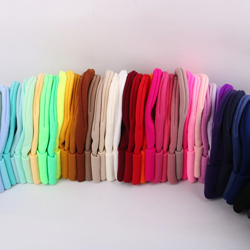 Плотная НОВАЯ шапка унисекс из смеси хлопка однотонные теплые мягкие вязаные