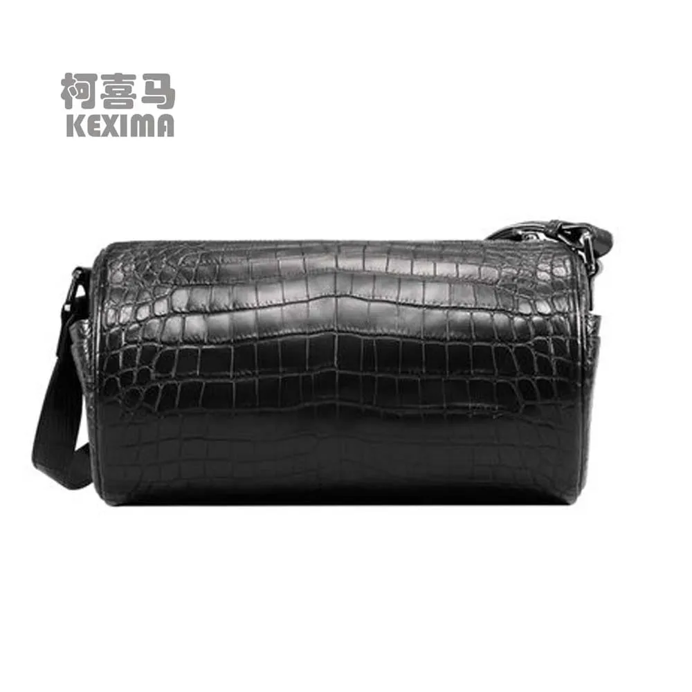 

KEXIMA cestbeau new Nile crocodile leather men bag Barrel type One shoulder bag Travel package men bag