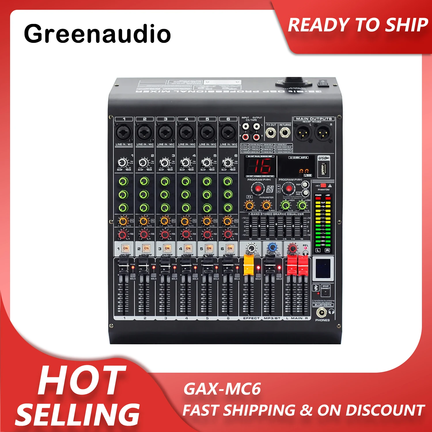 GAX-MC6 профессиональный миксер 6 каналов Blueteeth Цифровая микшерная консоль с