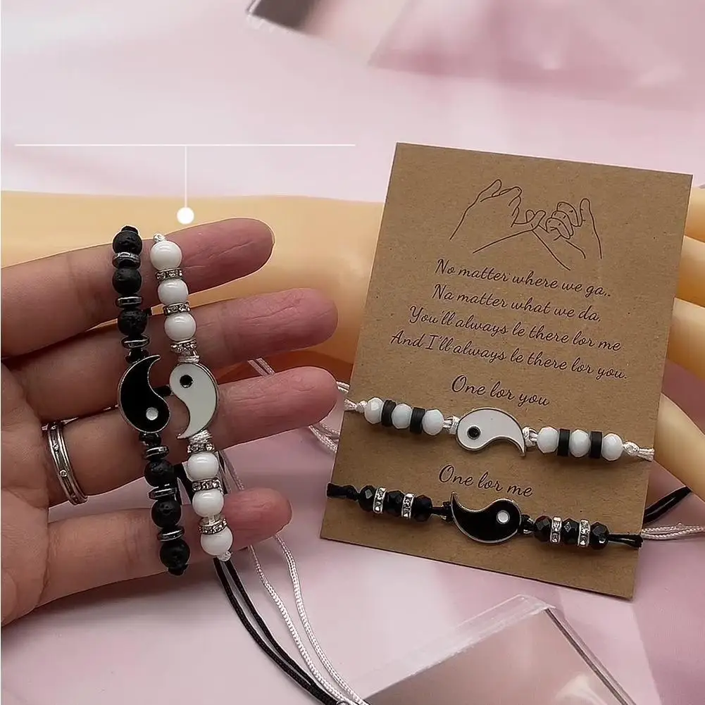 

Yin Yang Couple Bracelets Romantic Valentine's Day Bracelet Bangle Jewelry Handmade Braided Rope Adjustable Bracelet For Co F8k8
