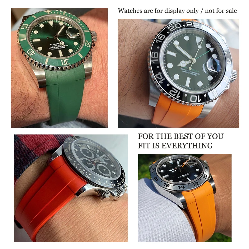 18mm 19mm 20mm 22mm Curved End Silicone Rubber Watchband for Role strap Rolex Daytona Submariner GMT 21mm Watch Band Men Tools
