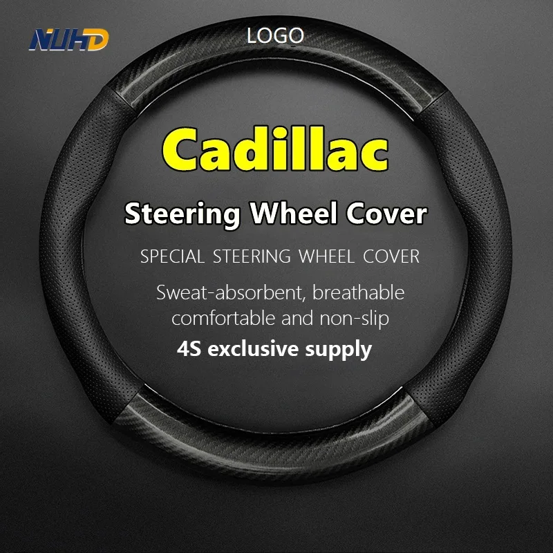 

Carbon Fiber Car Steering Wheel Cover Interior Metal Logo For New Cadillac Escalade SRX ATS CTS XT4 XT5 CT6 Eldorado Accessories
