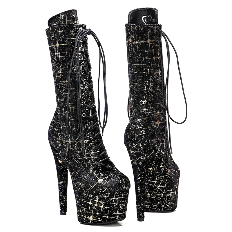 Leecabe  17CM/7inches PU Upper  Pole dancing shoes High Heel platform Pole Dance boots