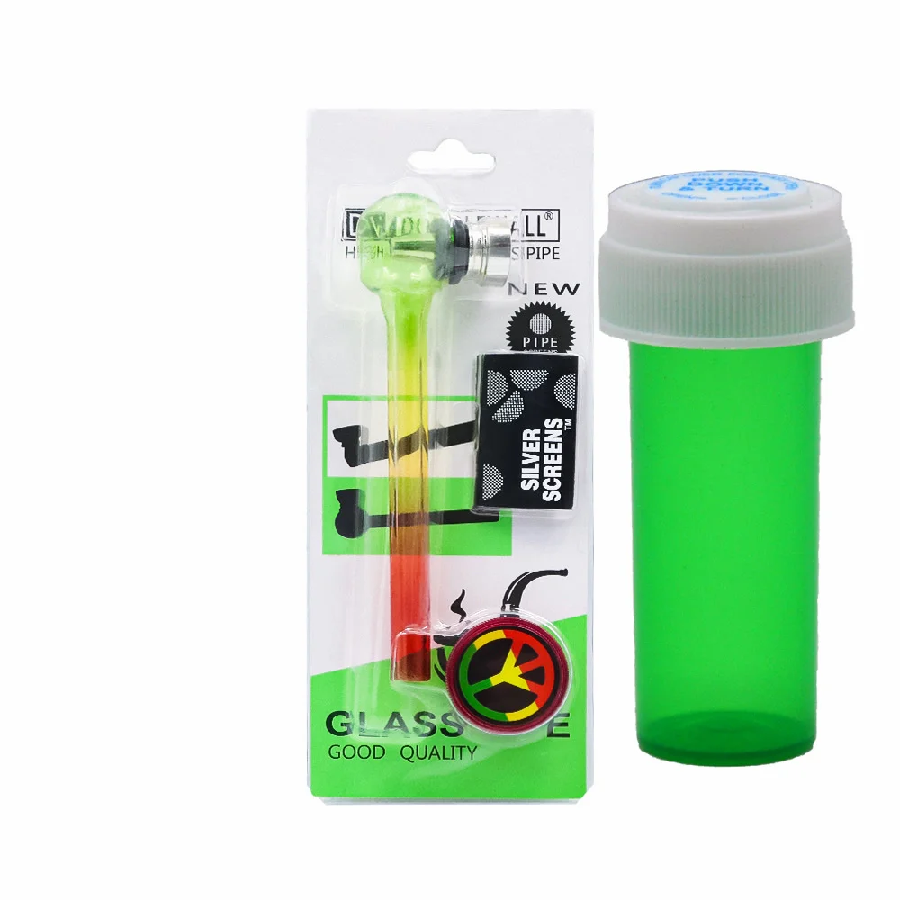 

Portable Glass Pipe Set with 8 Dram Push Down Turn Vial Container Plastic Storage Stash Jar Pill Bottle Box Smoking Accessories