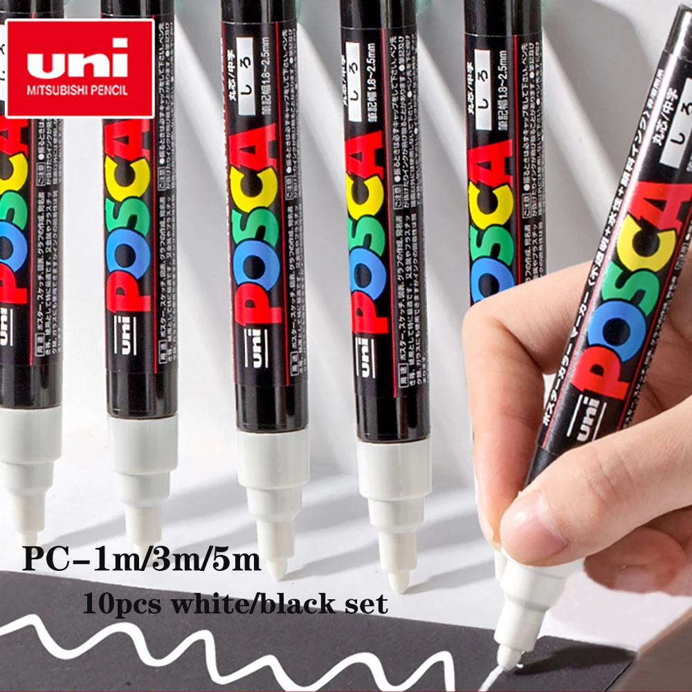 Japan Uni Posca Marker Acrylic Paint Permanent White Black L