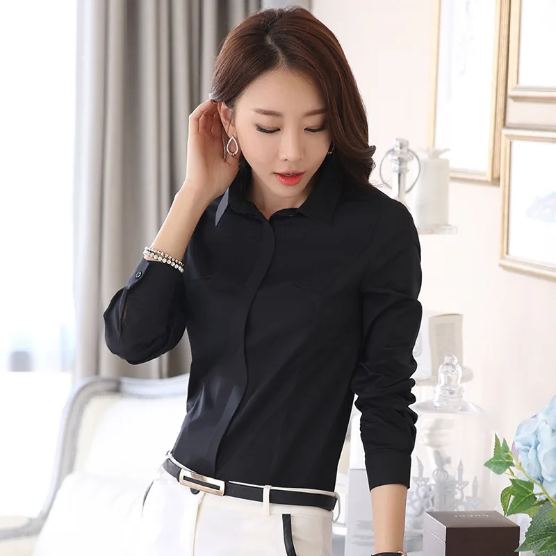 

New 2022 Blouses Long Sleeve Shirt Women White Black Office Ladies Blouse Shirt Chemise Femme OL Work Wear Tops