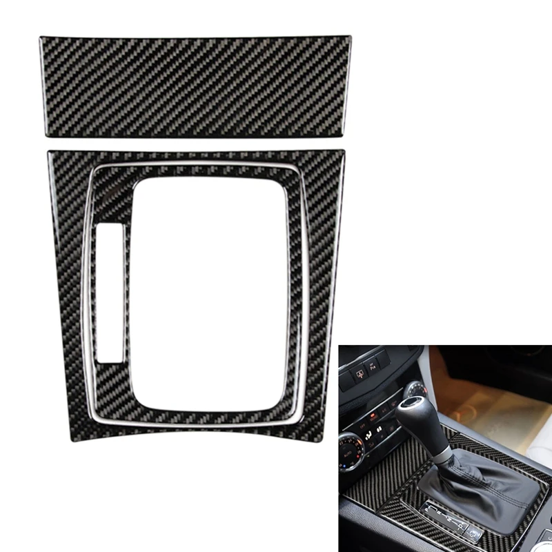 

3Pcs Car Carbon Fiber Central Gear Panel Control Panel Decal Interior Modification For Benz C-Class W204 2007-2013