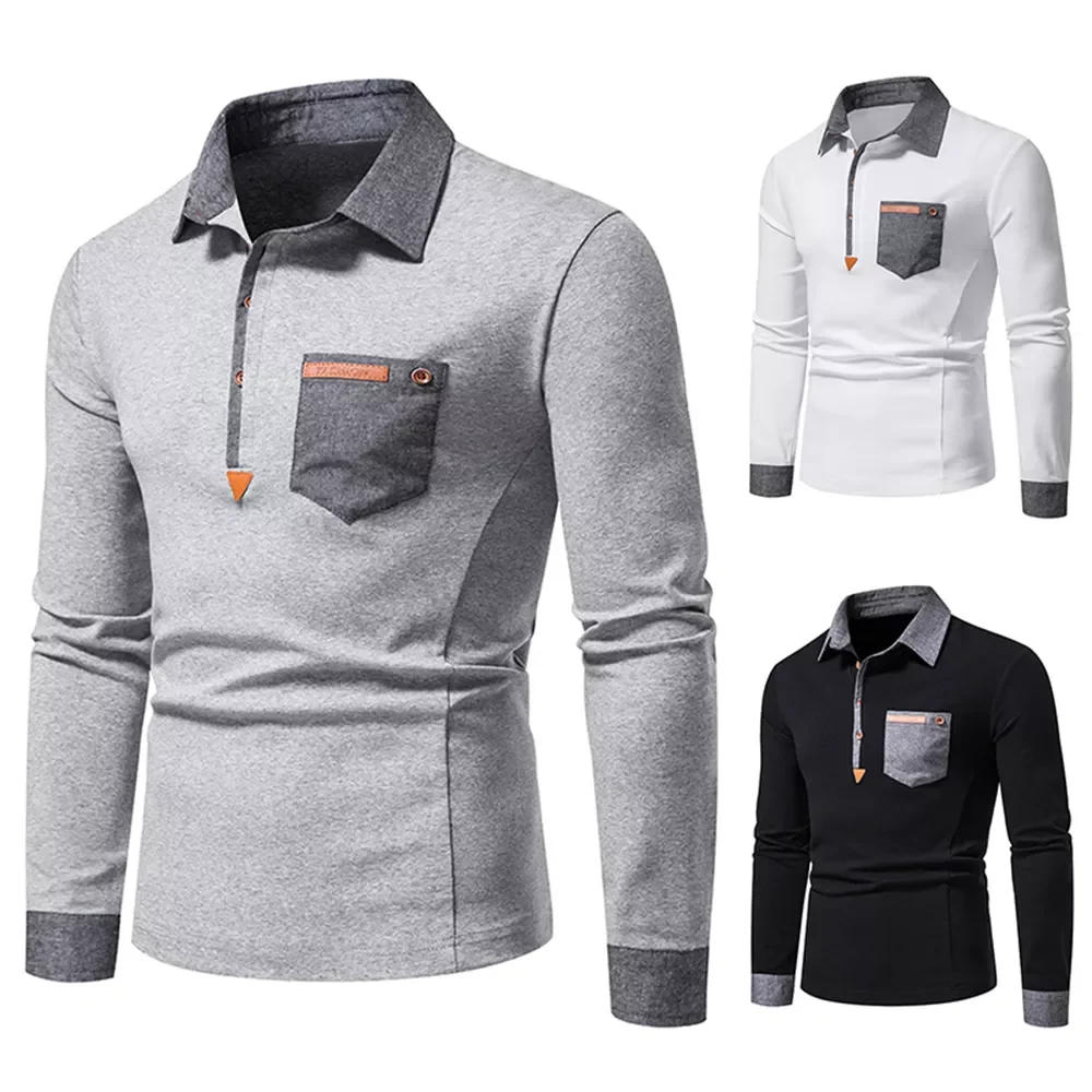

2022 New Fashion Men's Polo Shirt Mens Casual Long-sleeved Casual Polo Shirt High Quality Polo