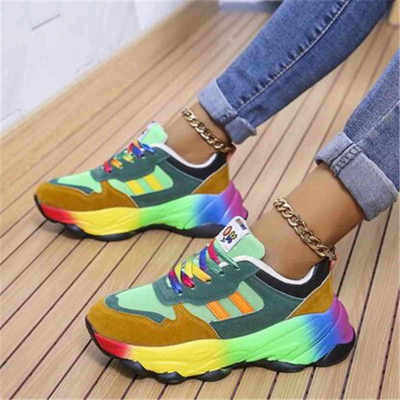 

Women's Sneakers 2023 Summer New Outdoor Tênis Feminino Colorful Casual Comfort Lace Up Running Shoes Women's Vulcanized Shoes