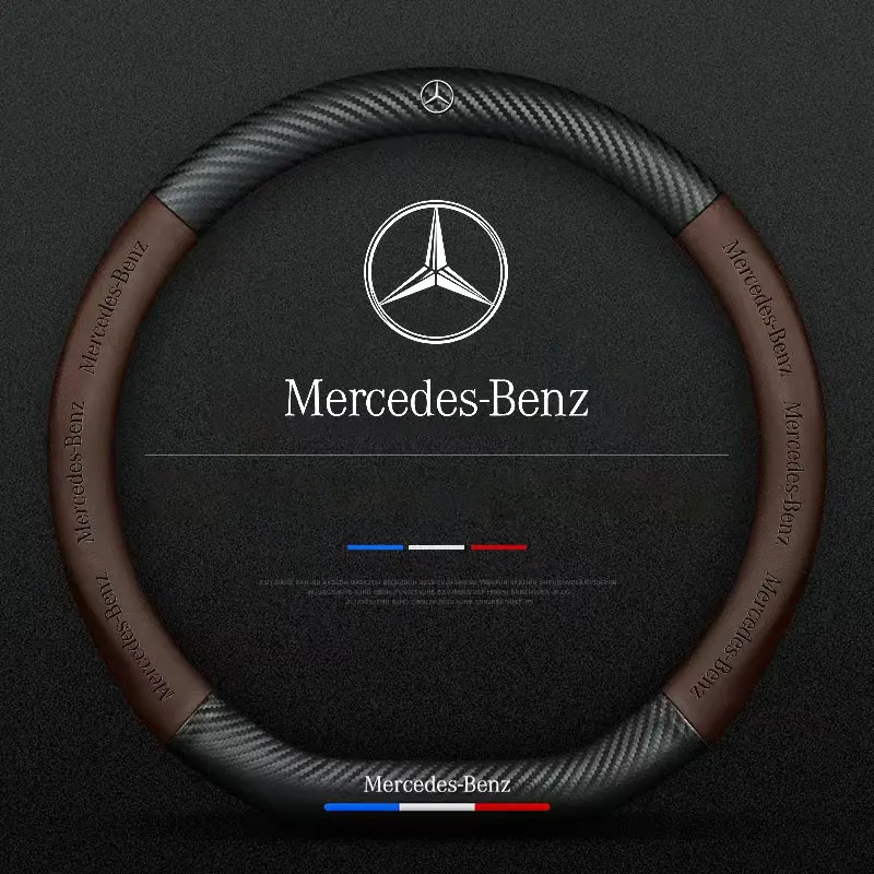 

Кожаный чехол на руль автомобиля из углеродного волокна для Mercedes Benz W203 W206 W220 W205 W211 W212 W201 W210 W108 GLC GLK CLA CLS AMG