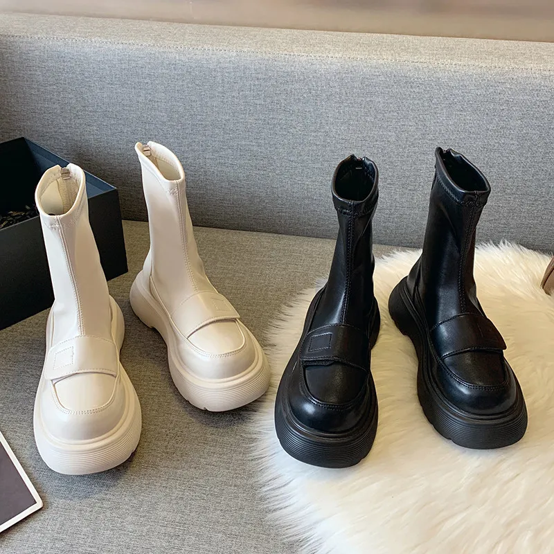 

Женские ботинки в стиле "Лолита", женская обувь на плоской подошве, зимняя обувь, ботинки на молнии с круглым носком, женские осенние белые бо...