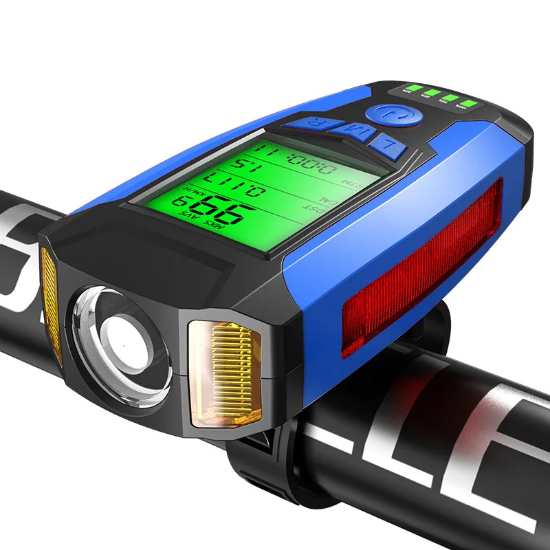 

Bicycle Code Meter Lamp USB Charging with Horn Headlight Strong Light Fog Lamp Night Riding Mountain Road Bicycle Headlight
